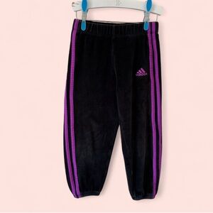 Girls Size 5 Black & Purple Corduroy Adidas Jogger Sweatpants